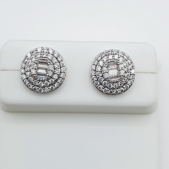 925 Sterling Silver Plated CZ Earrings, EVBRS570 - Picture 6 of 8